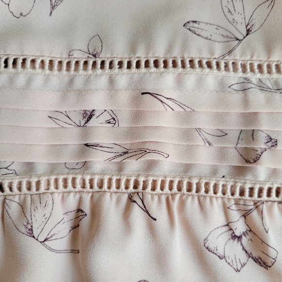 🌟 LC LAUREN CONRAD Light Peach Blouse Floral Peasant Balloon Sleeve Wm's Sz M - Picture 5 of 7